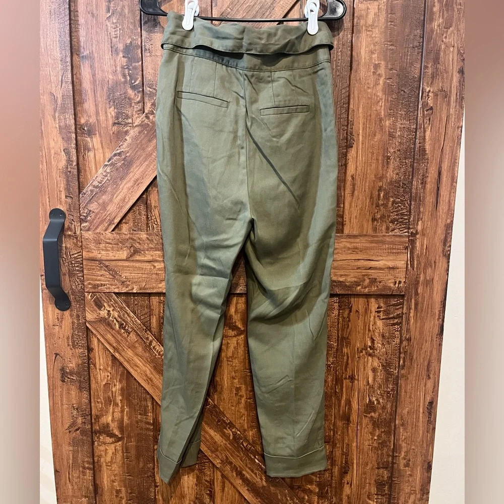 Anthropologie Tie Waist Olive Green‎ High Rise Ankle Pants Trousers